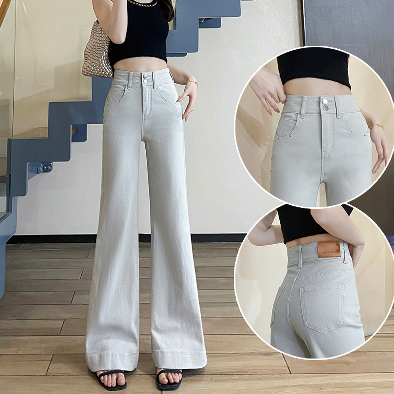 不贴腿喇叭牛仔裤女2025年新款夏季薄款辣妹时尚灰色显瘦爆款裤子