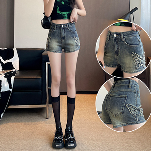 牛仔短裤女夏天薄款2025年新款显瘦刺绣时尚辣妹设计感爆款短裤子