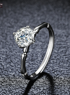 ECETOWIHS925纯银莫桑石竹节戒指