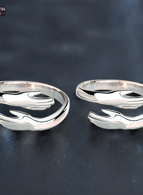 ECETOWIH新款拥抱情侣戒指小众男