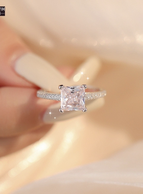 ECETOWIH新款S925银公主方戒指