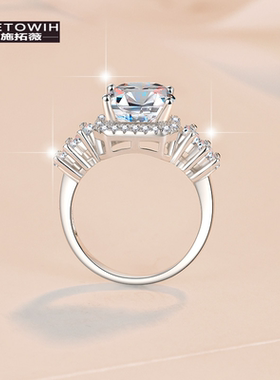 ECETOWIH欧美莫桑石指环5克拉8心