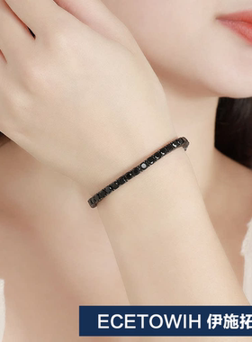 ECETOWIH纯黑色莫桑手链纯银设计
