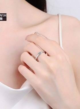ECETOWIH纯银心形莫桑石戒指女小
