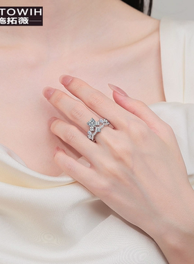 ECETOWIHS925纯银莫桑石戒指女爱