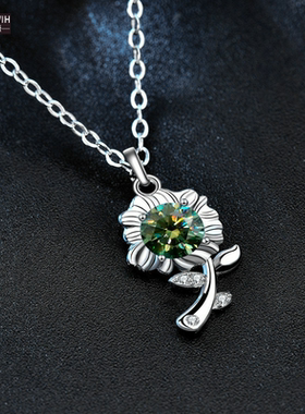 ECETOWIH原创纯银项链绿色莫桑钻