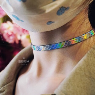 朋克项圈个性锁骨链颈环原创手工定制蛇皮choker原宿项圈迷幻银