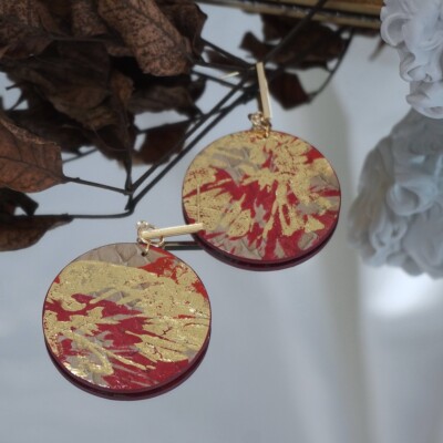 昭和耳环小众手工原创蛇皮真皮女