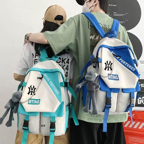 撞色校园双肩包书包背包通用小众