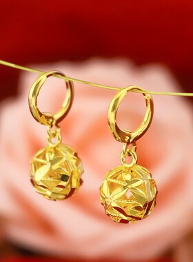 越南沙金耳环女耳饰品首饰耳坠久不掉色仿真黄金正品999纯金礼品