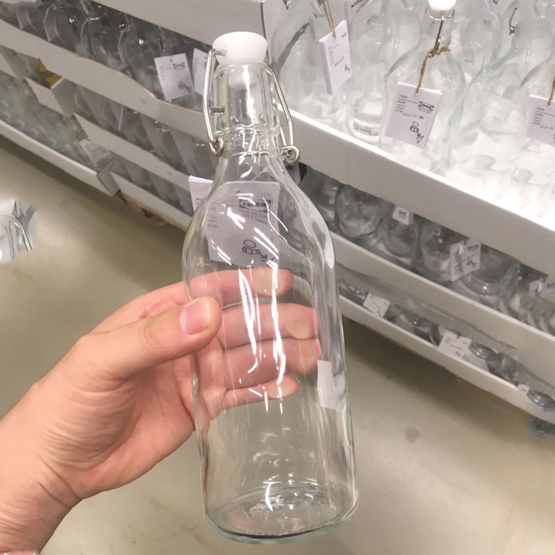 宜家密封透明酿酒玻璃瓶子