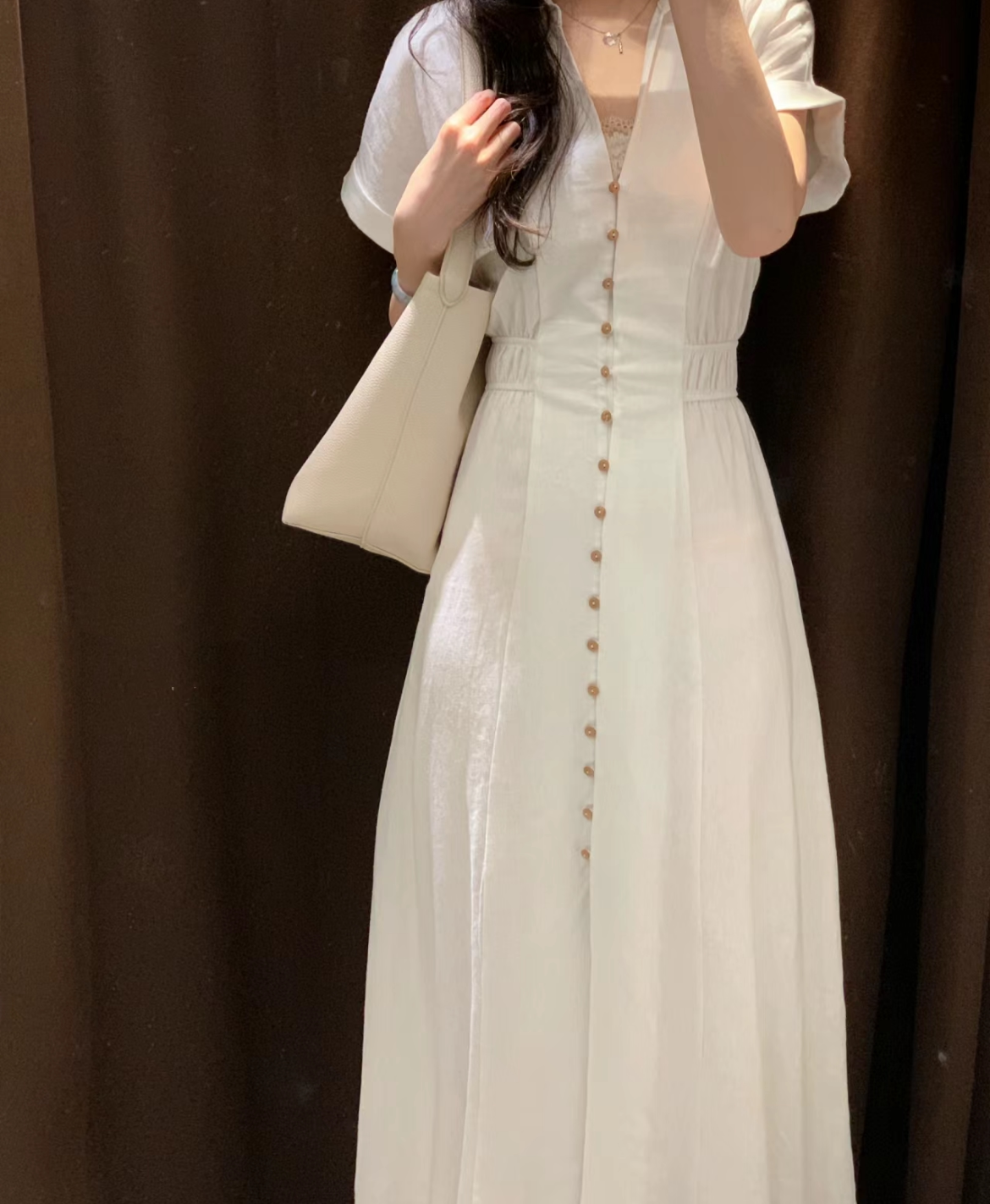 ZA夏季新品亚麻混纺弹力腰卷边短袖衬衣式连衣裙8351030 250