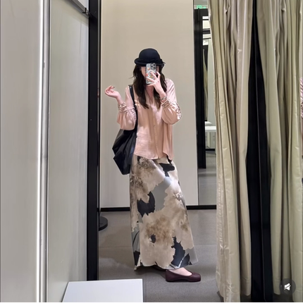 ZA春季新品女装刺绣时尚简约气质圆领长袖衬衫 3564053