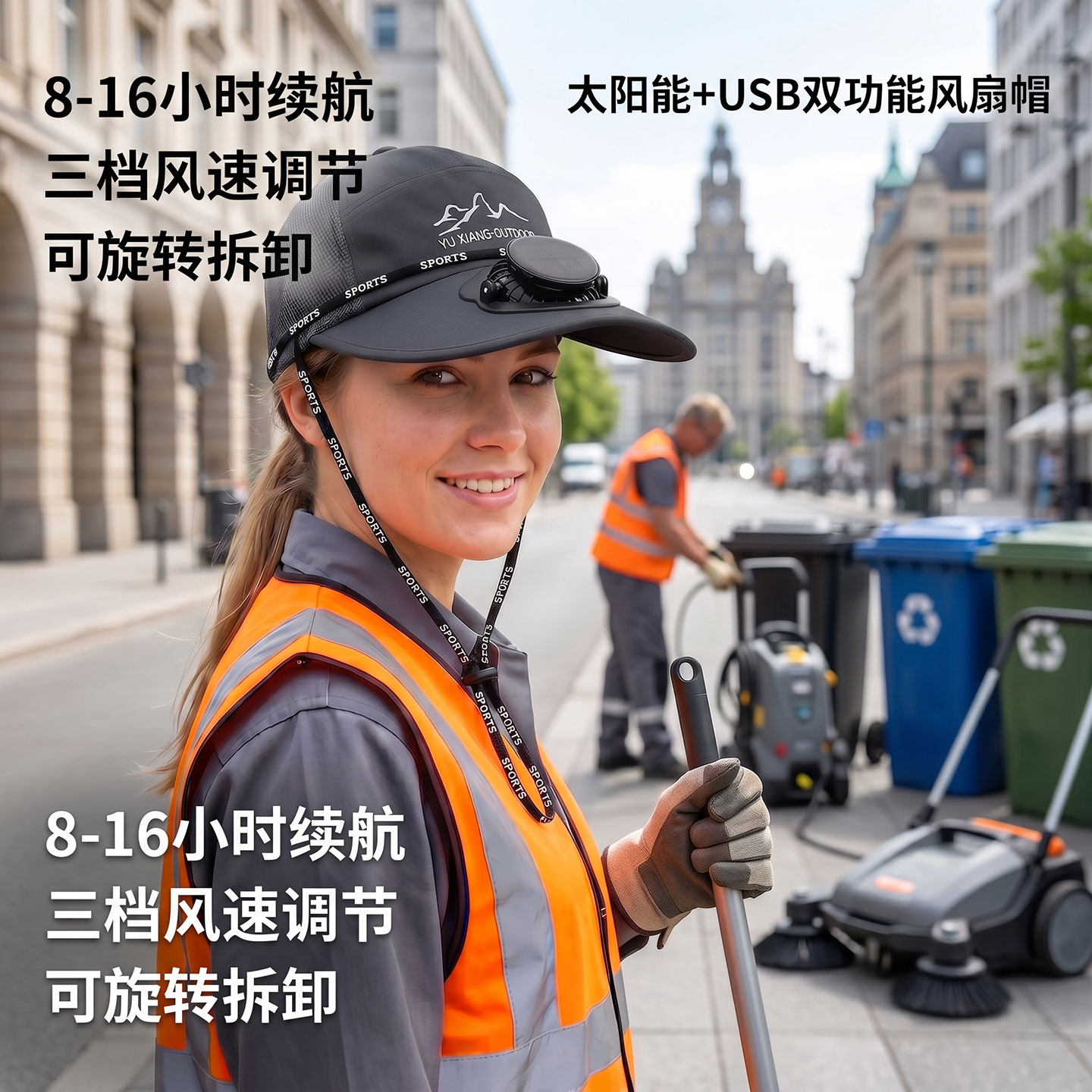 夏成人太阳能充电带风扇的帽子男宽大帽檐女户外防晒遮阳钓鱼干活