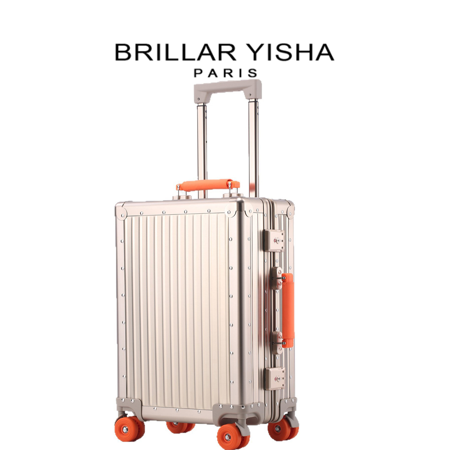 BRILLAR YISHA全铝镁合金登机旅行大容量多功能万向轮拉杆行李箱