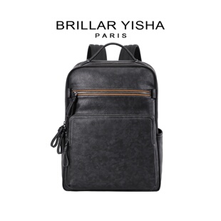 法国BRILLAR 软皮双肩包男休闲商务旅行大容量电脑背包男 YISHA