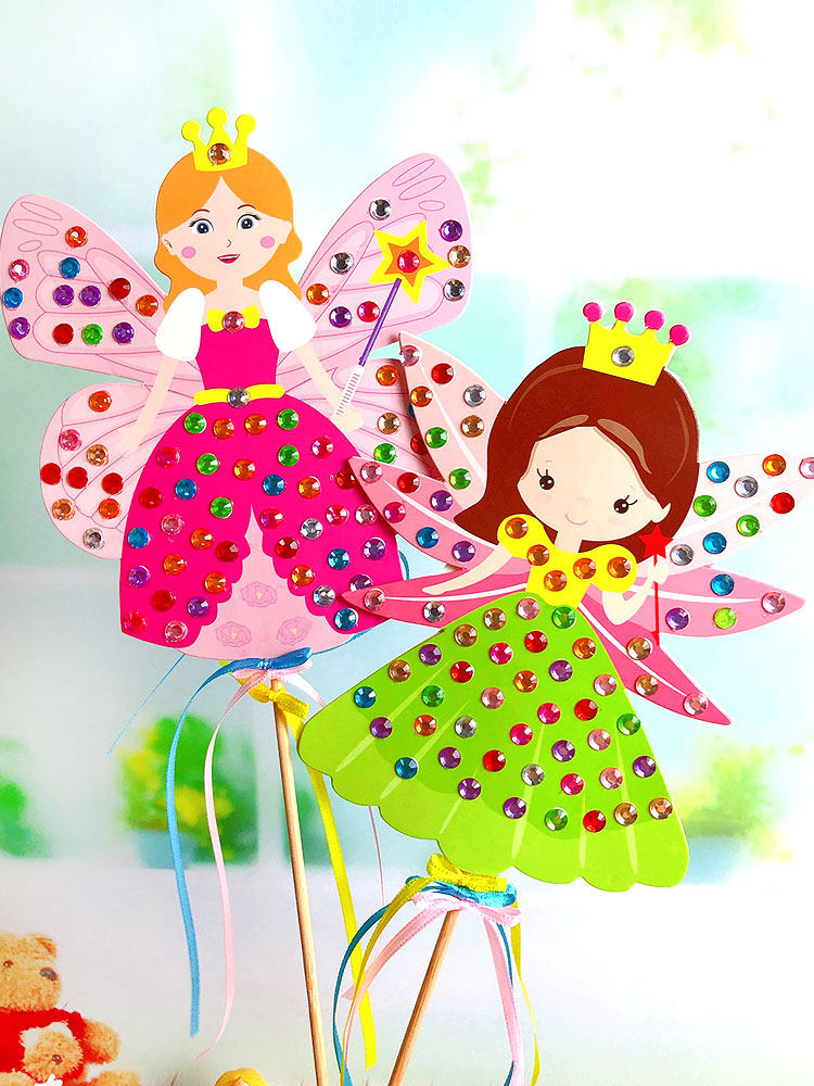 彩钻仙女棒手工制作材料包公主魔法棒钻石画手杖儿童diy女孩礼物