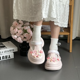 外穿防滑防臭脚eva 日式 7.cm洞洞鞋 夏季 女增高厚底踩屎感包头拖鞋