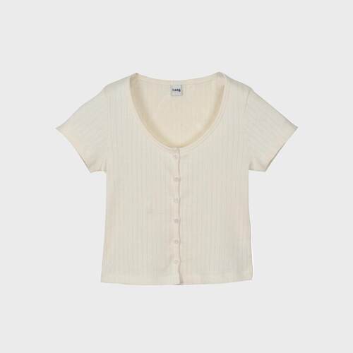 haag夏季罗纹纽扣短袖T恤