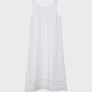 白色无袖 露背长款 吊带连衣裙a back dress point haag直营