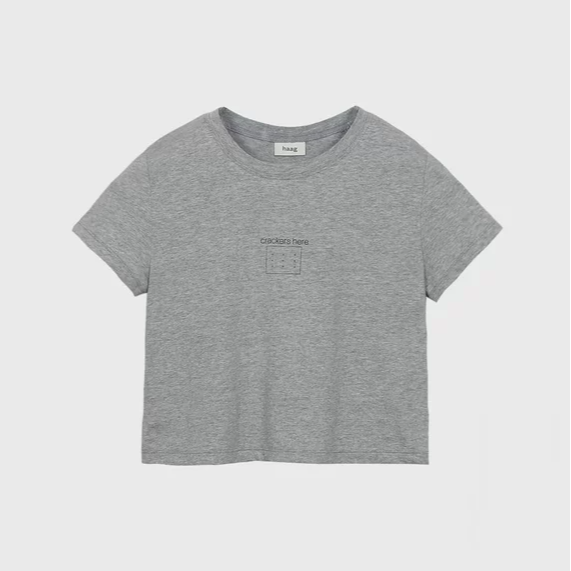 haag直营夏季圆领印花短款T恤