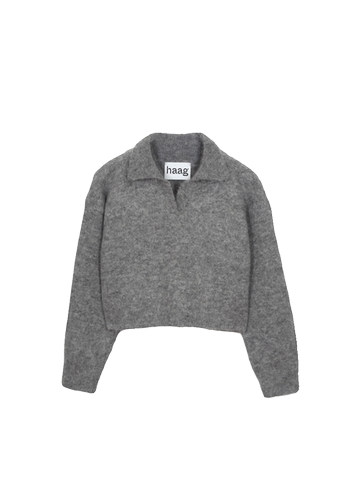 haag短款羊驼毛立领套头针织衫