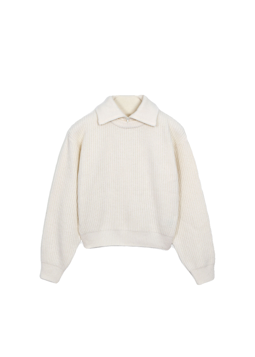 haag圆领+立领羊毛混编织毛衣