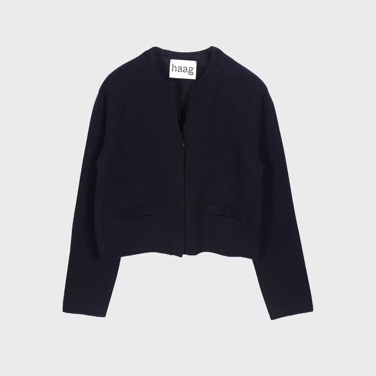 haag羊毛经典按扣编织开衫