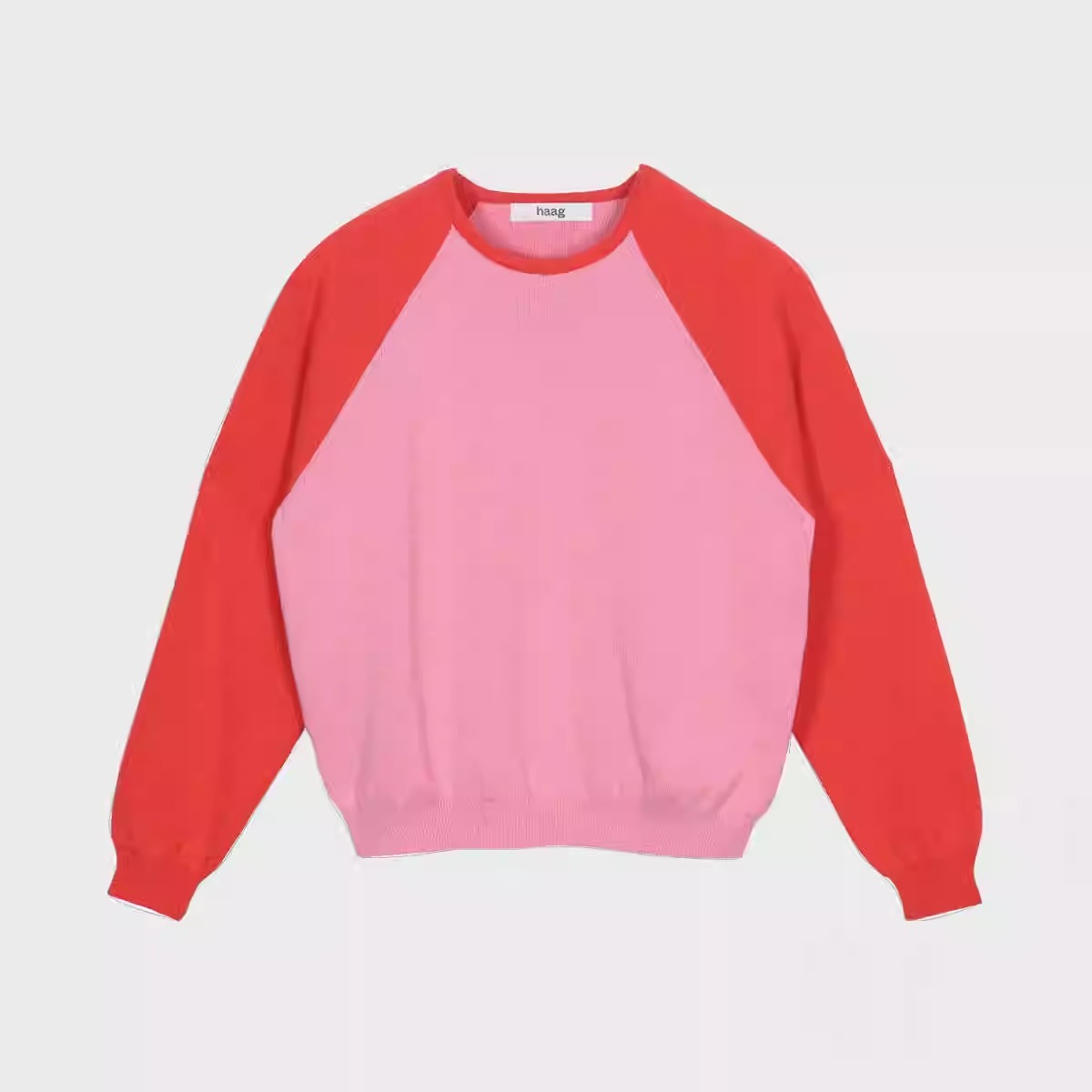 韩国haag撞色插肩袖棉针织衫