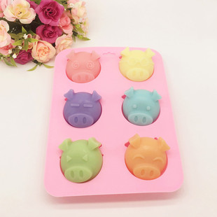 可爱卡通猪头硅胶模具DIY手工皂模型宝宝辅食巧克力蛋糕模子 40克