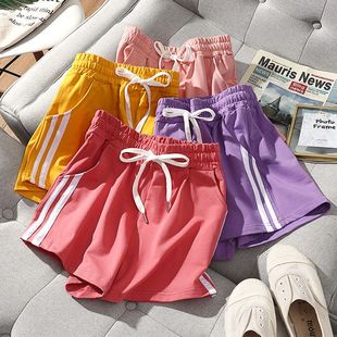 运动短裤女夏季胖mm宽松薄款休闲纯棉外穿跑步高腰三分裤ins潮