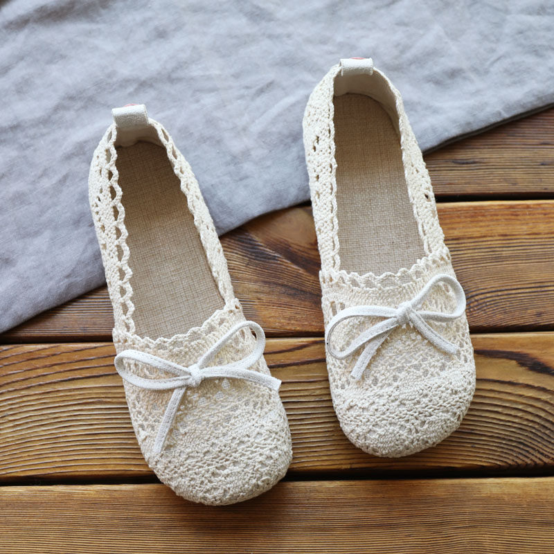 单鞋女2020夏款棉麻透气文艺复古平底鞋网红仙女渔夫鞋浅口休闲鞋