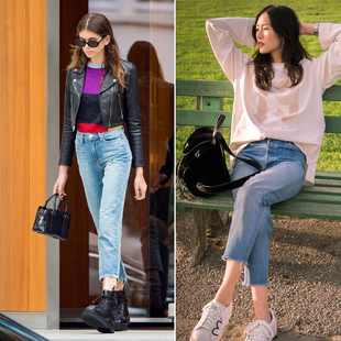 刘雯同款 女九分裤 2025年夏季 高腰显瘦直筒牛仔裤 新款 美国购Paige