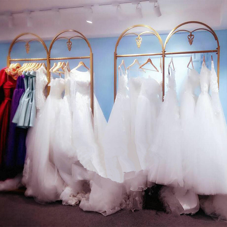 欧式铁艺婚纱架影楼货架服装店落地衣服架挂婚纱架子工作室挂衣架