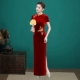 演出服 女改良中国风丝绒绣花礼服修身 高端长款 走秀旗袍2026秋冬款