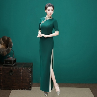 走秀长款旗袍裙2026秋冬新款高端优雅大气礼仪舞台演出服日常可穿