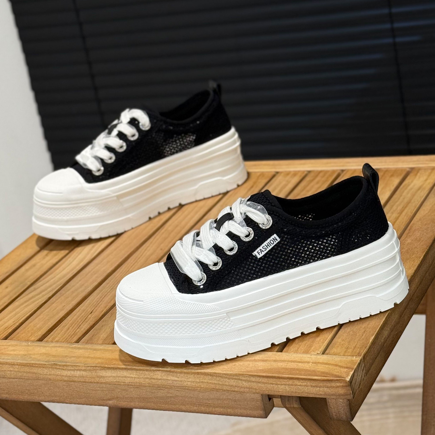 小个子增高6cm小白鞋女镂空网鞋