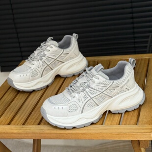 厚底老爹鞋 运动休闲鞋 女2026年春季 小个子增高透气网面鞋 新款 韩版