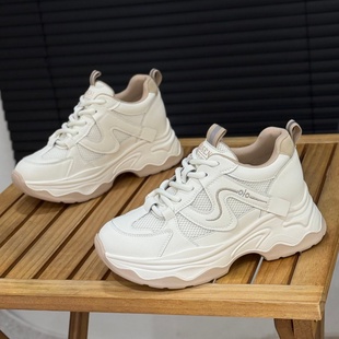 运动休闲鞋 小个子厚底老爹鞋 子时尚 百搭增高6cm松糕鞋 女2025新款