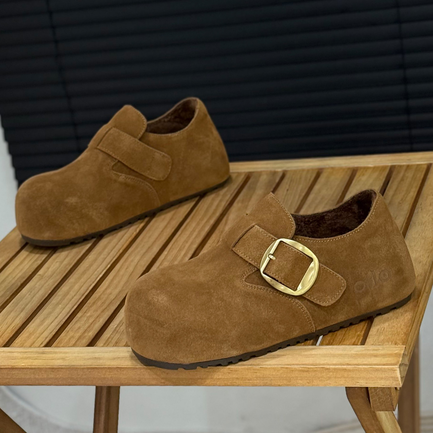 内增高勃肯鞋磨砂皮一脚蹬乐福鞋