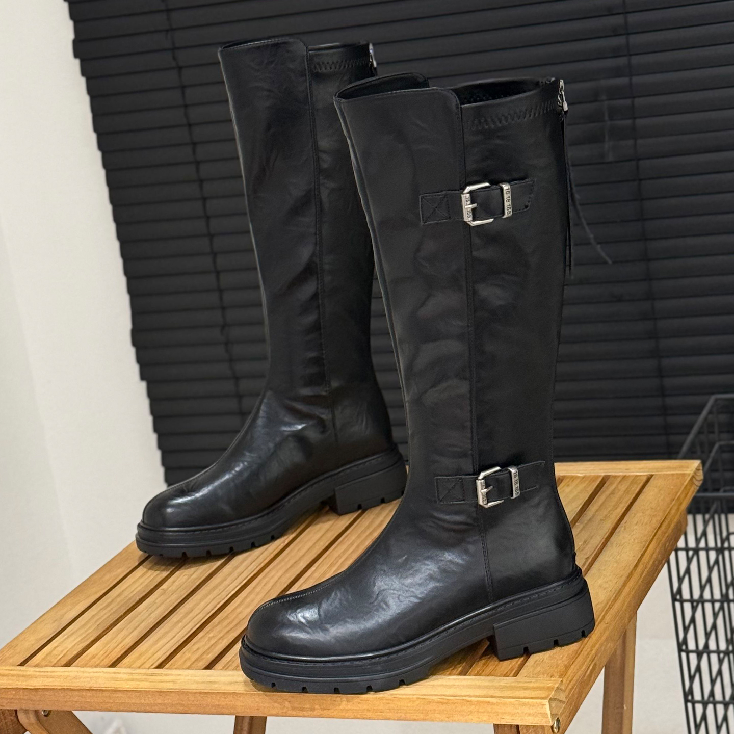 秋冬显瘦粗跟骑士靴不过膝长筒靴