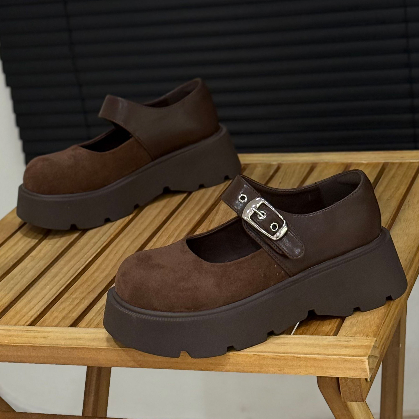 厚底玛丽珍鞋女鞋休闲单鞋磨砂皮