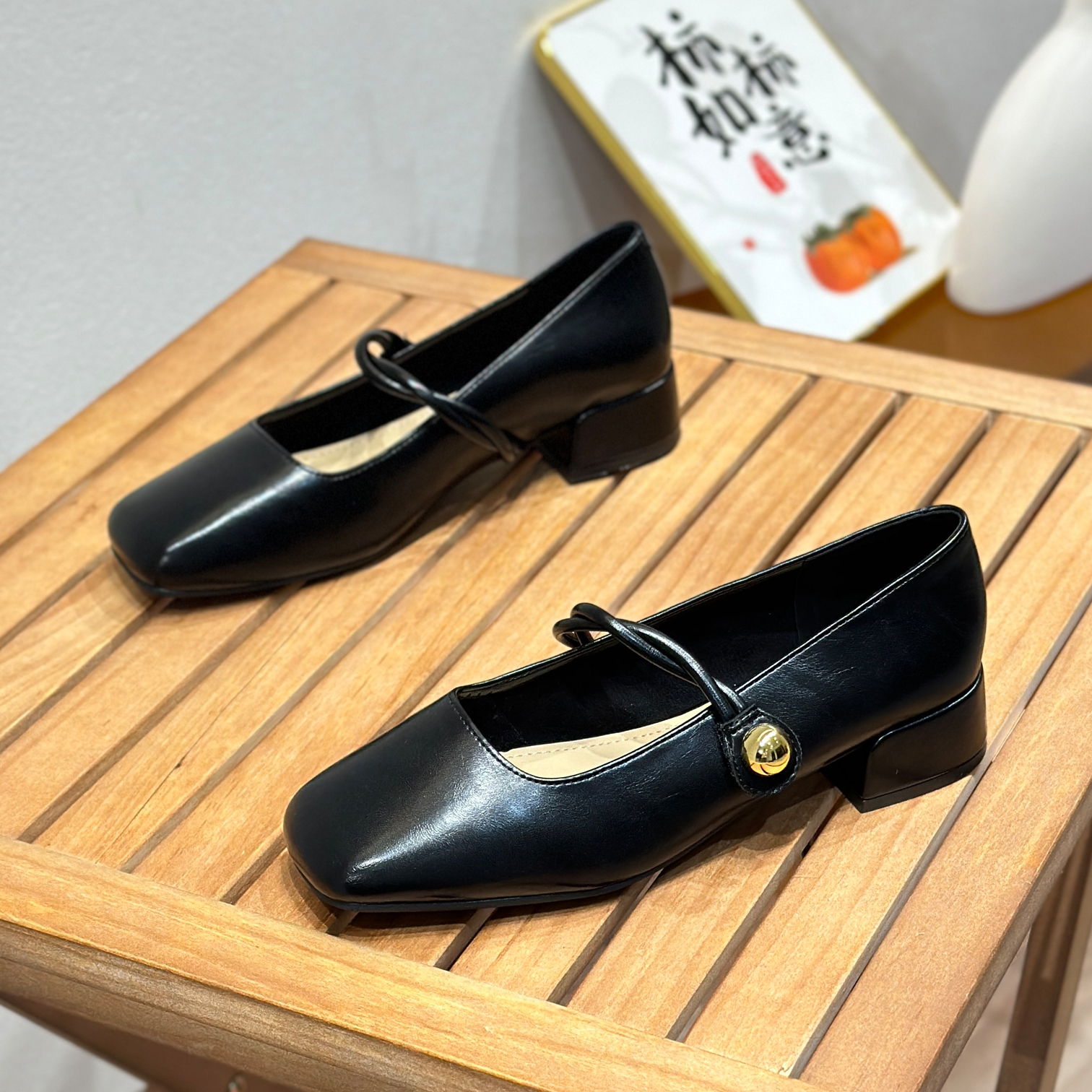 法式浅口粗跟单鞋女2025新款一字扣带玛丽珍小皮鞋气质职业工作鞋