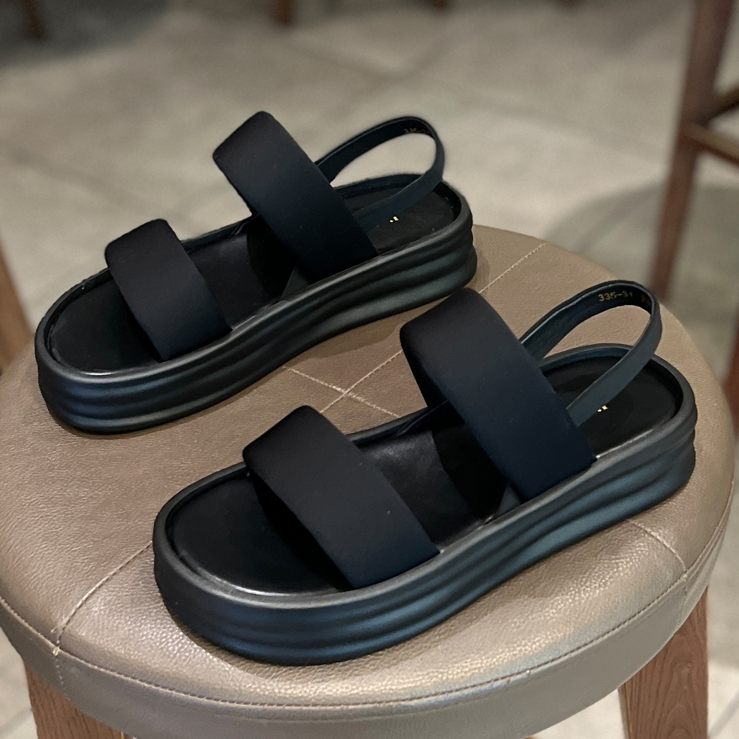 松糕底休闲弹力布沙滩凉鞋女夏