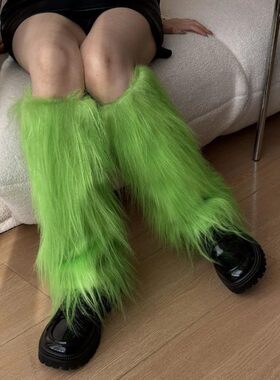 仿皮草脚套日系毛毛袜堆堆袜毛绒护腿袜套女秋冬加厚防寒袜代发