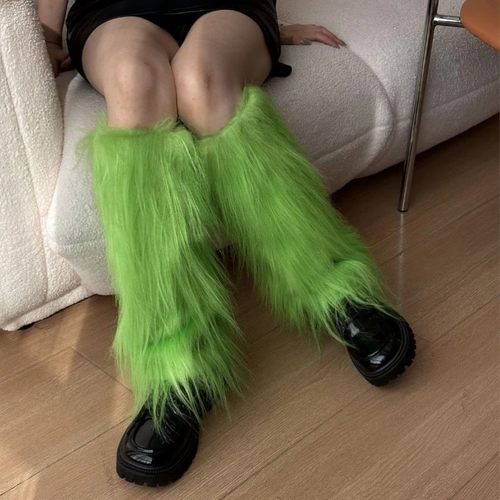 仿皮草脚套日系毛毛袜堆堆袜毛绒护腿袜套女秋冬加厚防寒袜代发