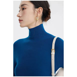 诗诗同款超软无缝100%绵羊毛高领打底衫女60支18针轻薄修身羊毛衫