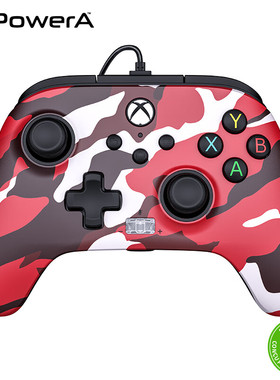 PowerA微软官方授权游戏手柄Xbox手柄红色迷彩pc电脑steam平台