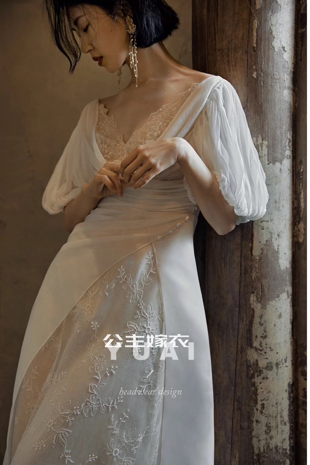 出租正版余爱YUAI手作婚纱【如梦令之南国佳人】新娘法式复古轻纱