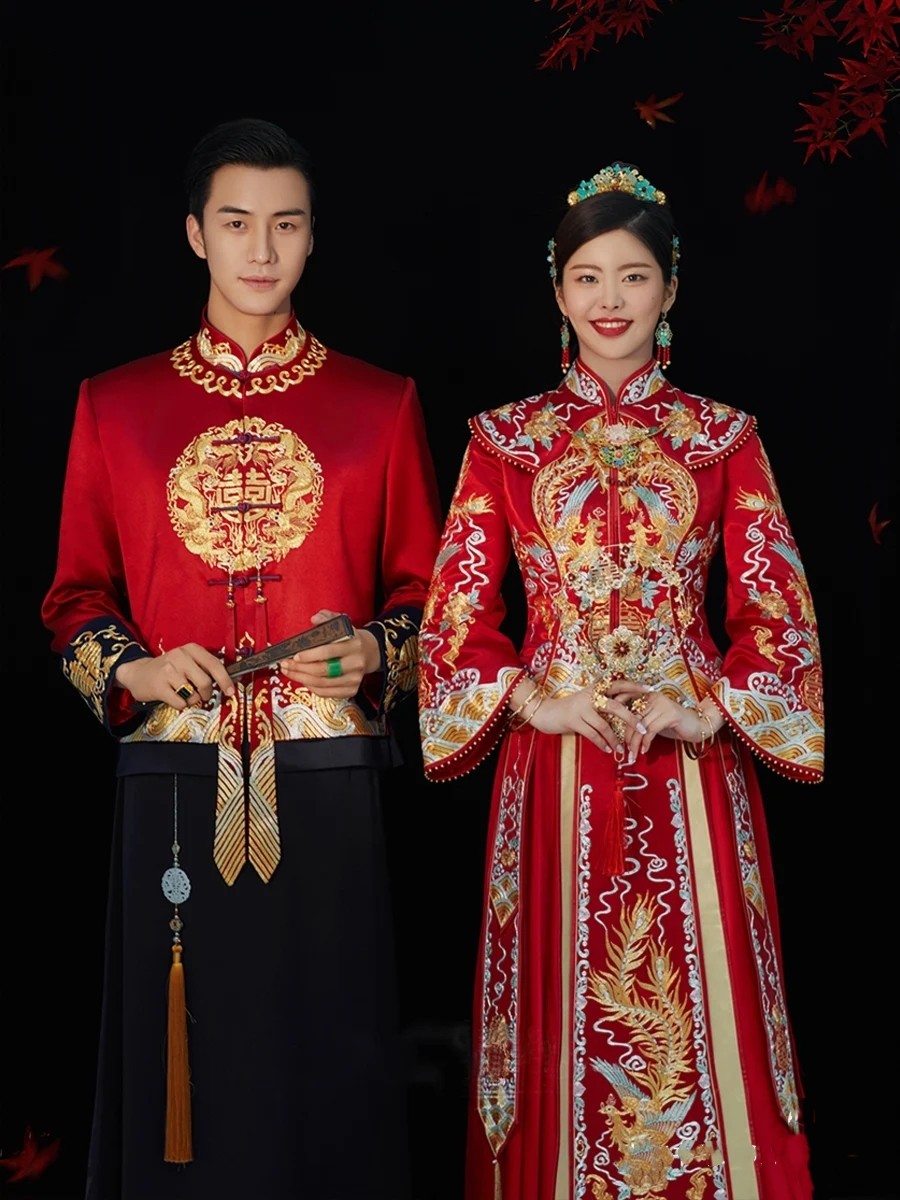 租赁倒叙中式嫁衣修身男女秀禾